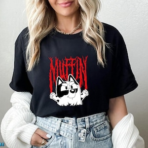 Mufin Metal Shirt, Muffin Shirt, Blue Dog Shirt, Mufin Dog Shirt, Cartoon Shirt, Muffin Blue Dog Shirt