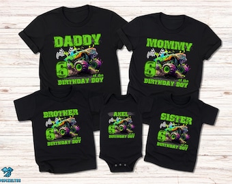 Custom Monster Truck Birthday Shirt, Personalized Family Matching Birthday Shirt, Monster Personalized Birthday Shirt