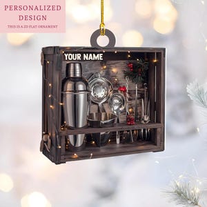Personalized Bartender Kit Ornament, Bartender Shaped Ornament, Custom Bartender Christmas Ornament, Bartender Ornament, Barmen Lover Gift