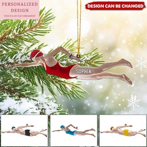 Personalized Swimming Ornament, Swimmer Gift, Swimmer Ornament, Custom Swimming Christmas Ornament, Swimming Lovers Gift, Swimmer Ornament