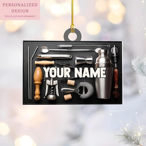 Personalized Bartender Shaped Ornament, Bartender 2D Ornament, Custom Bartender Christmas Ornament, Bartender Ornament, Barmen Lover Gift