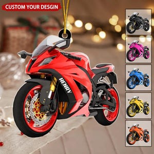 Personalized Motocross Christmas Ornament, Custom Name Motocross Shaped Ornament, Gift For Bikers, 2D Flat Ornament, Motorcycle Lover Gift