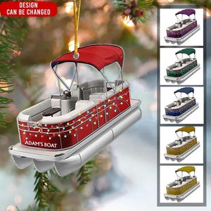 Personalized Pontoon Boat Christmas Ornament, Christmas Tree Hanging Decor, Pontoon Flat 2D Ornament, Pontoon Lover Gift, Pontoon Ornament
