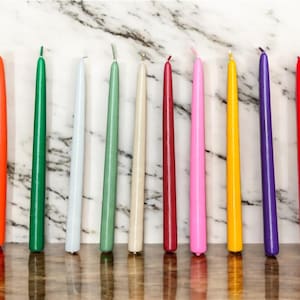 Set of two Taper 12&#39;&#39; Candles - Unscented - Premium 100% Natural Palm Wax - Handcrafted - Colorful - Home Decor - Gift Idea