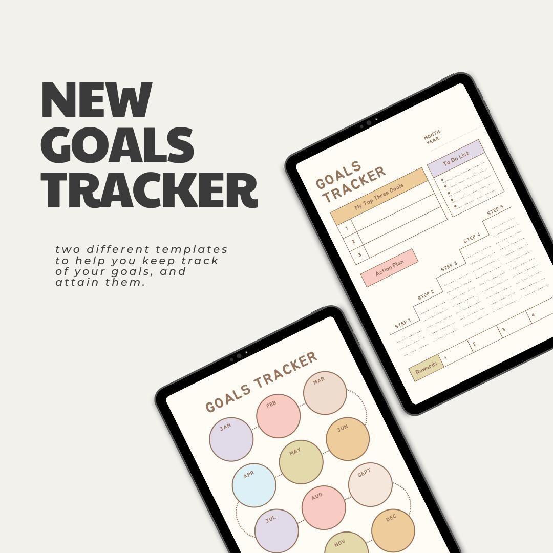 Goal Tracker PDF - 2-page Printable Set - Etsy