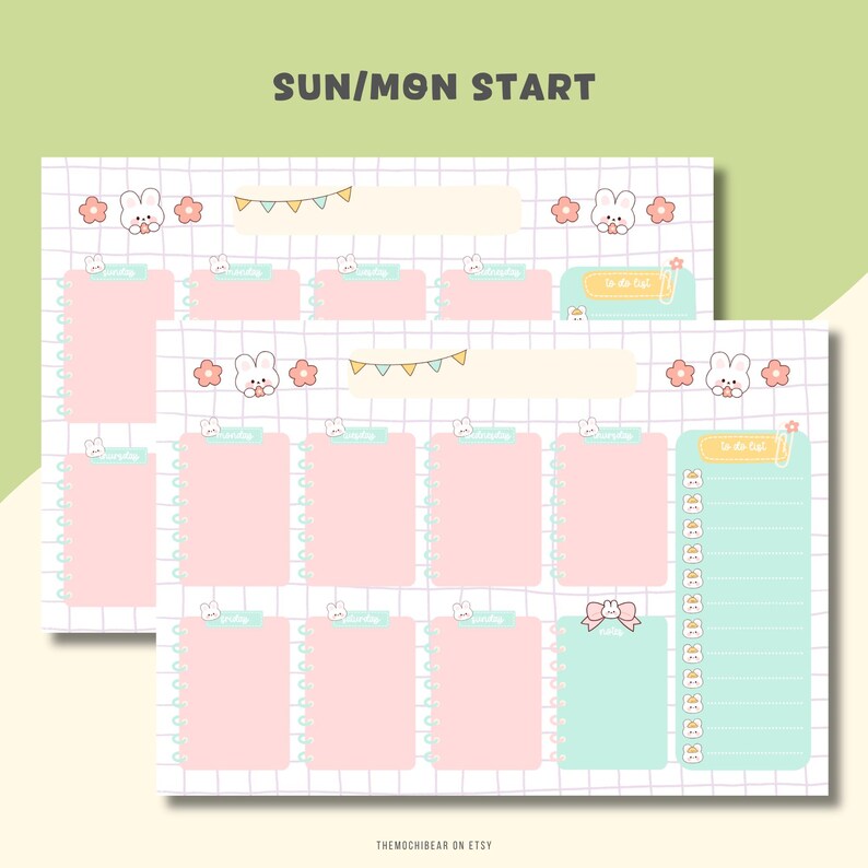 Printable Daily Weekly Monthly Planner | Cute Bunny Planner | A4 A5 US ...