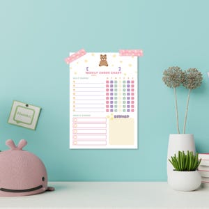 Printable Bear Chore Chart for Kids | Fillable Weekly Task Chart | A4 ...