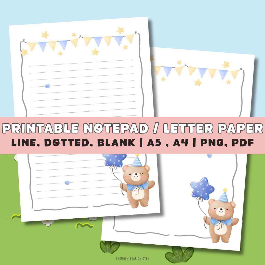 Letter Notepad Sheet.pdf Teacher Printable Notepad | Kawaii Bear Birthday Letter Paper ...