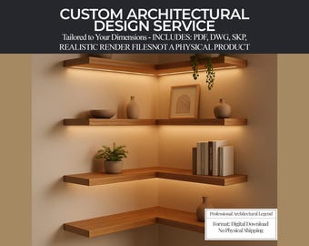 Progetti fai da te personalizzati per mensole galleggianti angolari / Progetti digitali per la lavorazione del legno (PDF, Deg, Skp) / Servizio di progettazione architettonica