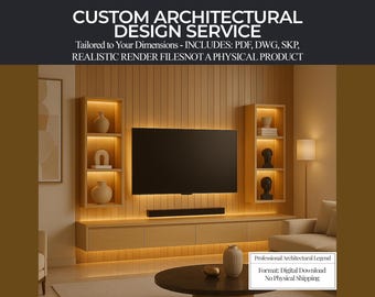 Custom Modern TV Wall Unit Design | Bespoke Living Room Layout & Digital Plans