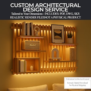 Custom Furniture Design: Modern Floating Shelf | Architectural Blueprints & Cutlist | Digital Download (Not Physical)