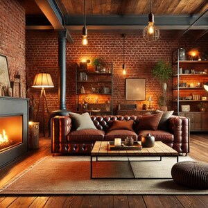 Industrial Living Room Design Template: DIY Interior Styling (digital