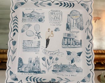 Milestones - Decorative Custom Hand Painted Ceramic Plate - Love