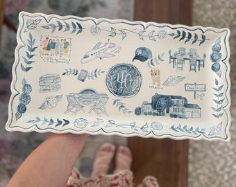 Milestones - Decorative Custom Hand Painted Ceramic Plate - Love