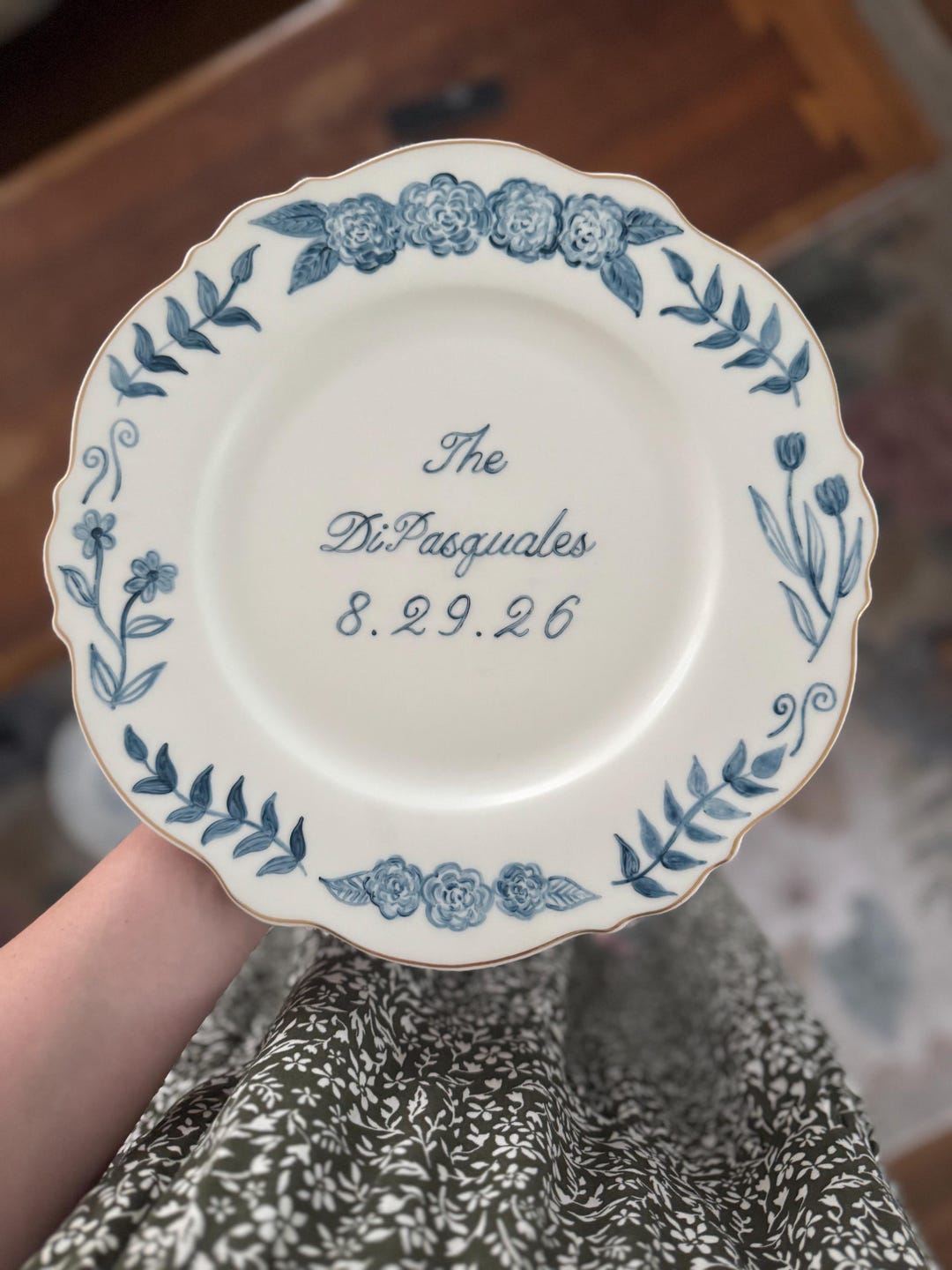 decorative custom hand painted ceramic plate - wedding date, family name, birthday