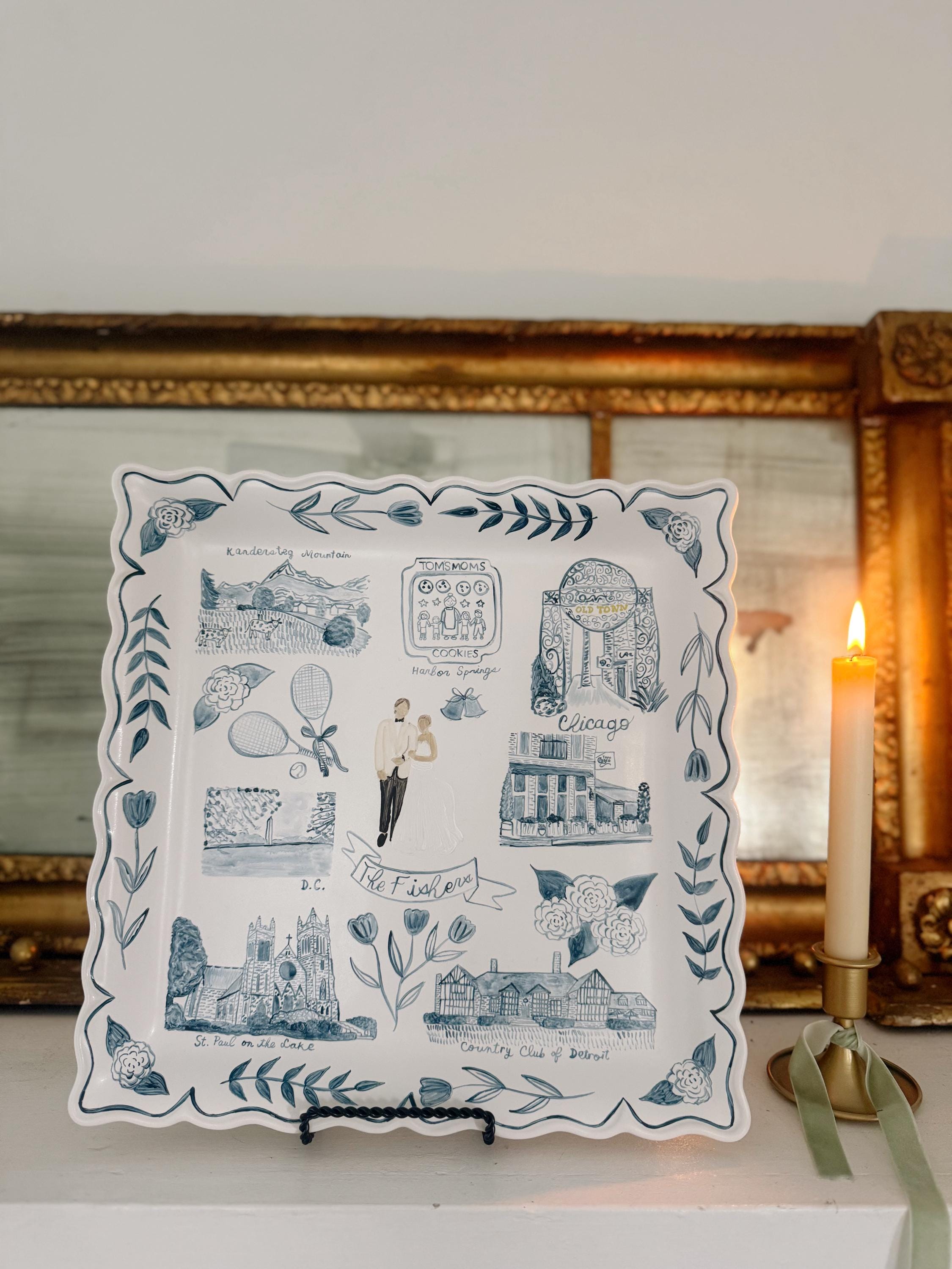 Milestones - Decorative Custom Hand Painted Ceramic Plate - Love