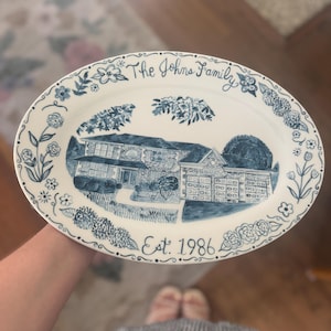 建物 - 装飾的なカスタム手描きの陶板 - 会場、家、建築画