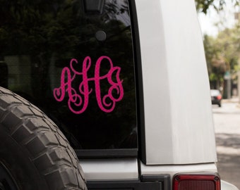 Monogram Car Window Decal | Vinyl Sticker | Monogram Sticker | First, Last, Middle Monogram | Initials | Fancy Script Vine Font