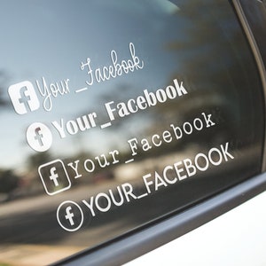 Custom Facebook Decal, Social Media Car Decal, Vinyl Window Decal, Personalized, Custom Stickers, Name Decal, Facebook Handle Username