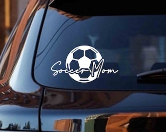 Soccer Mom Car Decal - Vinyl Window Sticker - Sports Sticker - Sport Support - Athlete - Parent Coach (B)