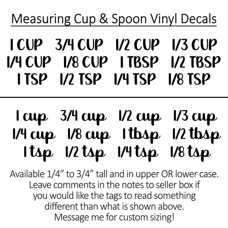 Measuring Cup and Spoon Vinyl Decal Labels Kitchen Etsy