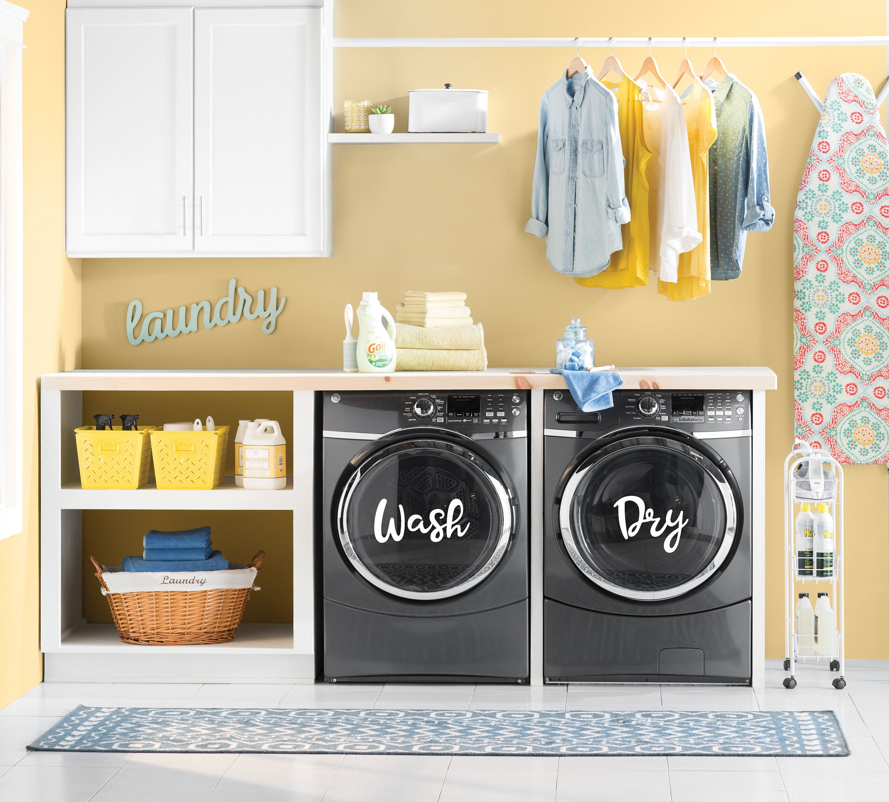 Wash Dry Vinyl Decal Set for Washer and Dryer Laundry Etsy