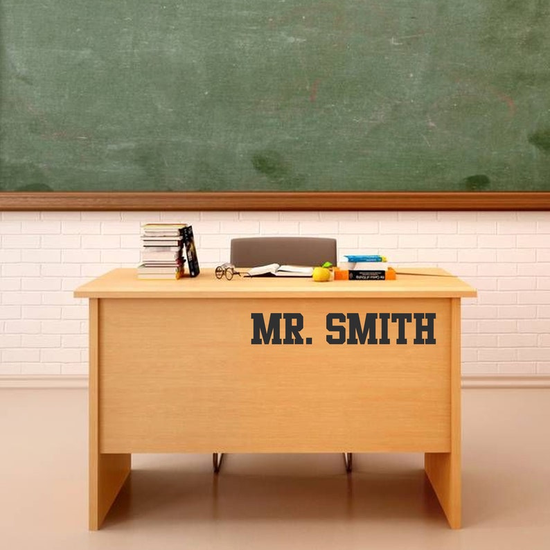 Teacher Desk Vinyl Decal Teacher Name Sign Custom Etsy