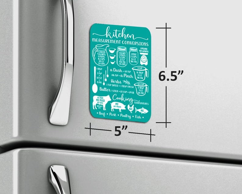Refrigerator Magnet ~ Kitchen Measurement Conversion Chart ~ Cooking ...