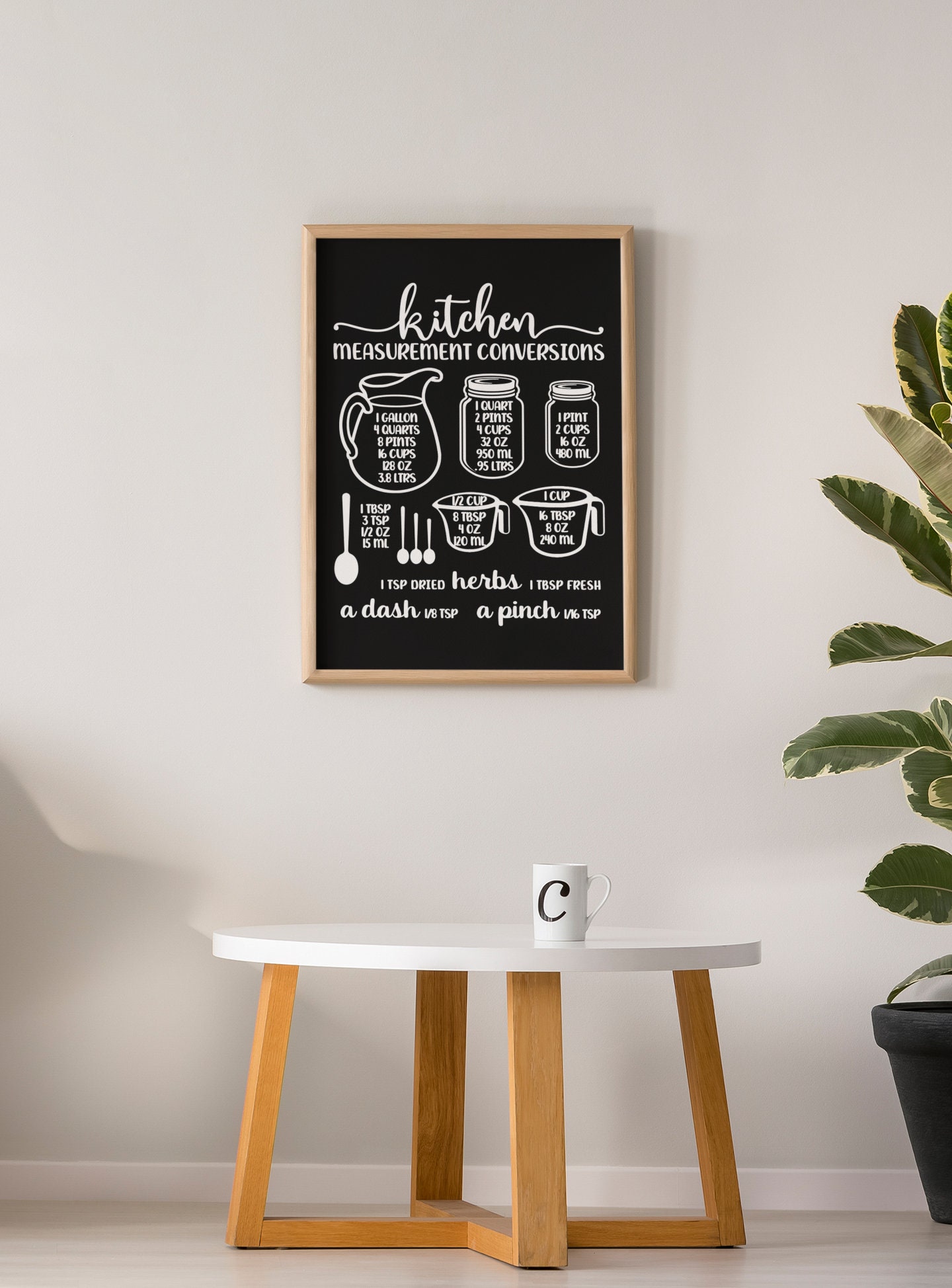 Farmhouse Printable Wall Art Kitchen Measurement Conversions | Etsy