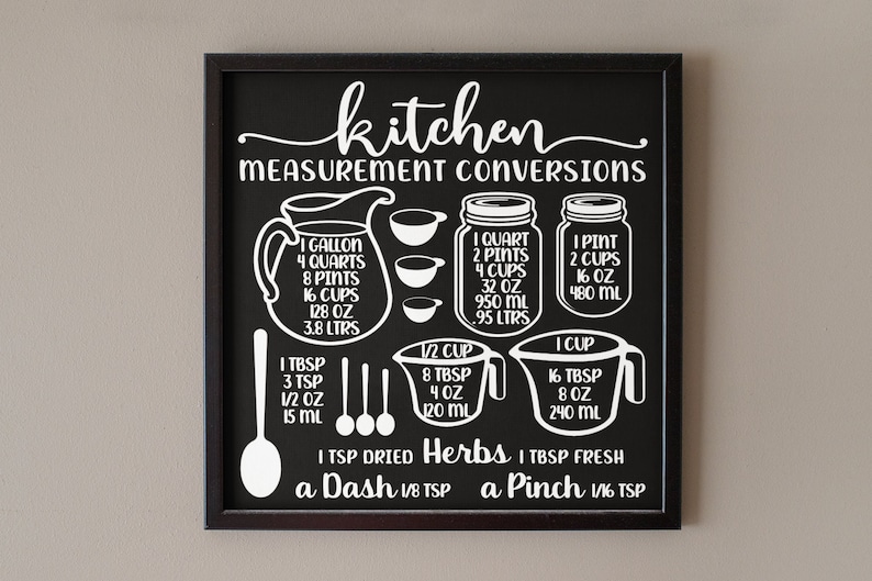 Farmhouse Printable Wall Art Kitchen Measurement Conversion Chart - JPG ...