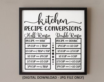 Farmhouse Printable Wall Art Kitchen Measurement Conversions | Etsy