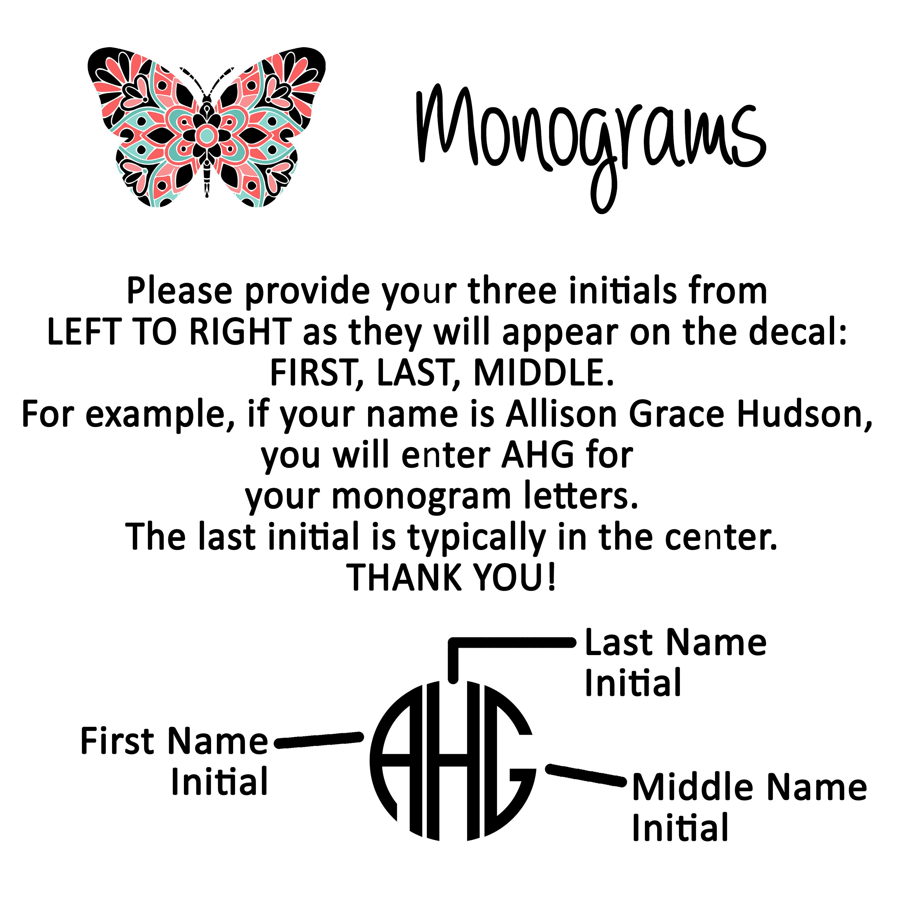 Car Monogram Decal Dahlia Monogram Sticker Flower Initials | Etsy