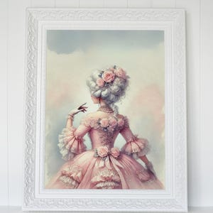 Rococo Baroque Pastel Printable Wall Art, Pink Room Wall Decor, 18th Century Portrait of a Woman Print, Trendy Dopamine Digital Download