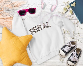 Youth Feral Crewneck Sweatshirt | Kids Sweatshirt XS-XL | Trendy Animal Print Personalized Sweatshirt for Girls