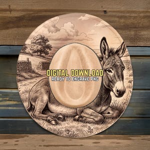 Donkey Hat Burning Design - Ready To Engrave PNG - Hat Stencils - Western - Country - Laser Engraving - Hand Burning - Hat Stencils