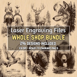Lasergravurebundel - kant-en-klare png-bestanden - bundel met hele winkel - 200+ ontwerpen - Glowforge - Lightburn - xTool - 296 ontwerpen inbegrepen