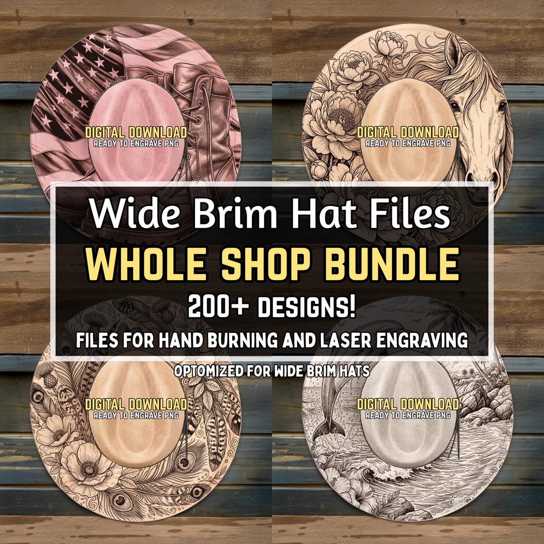 Wide Brim Hat Bundle - Whole Shop Design Bundle - Hat Burning Patterns ...