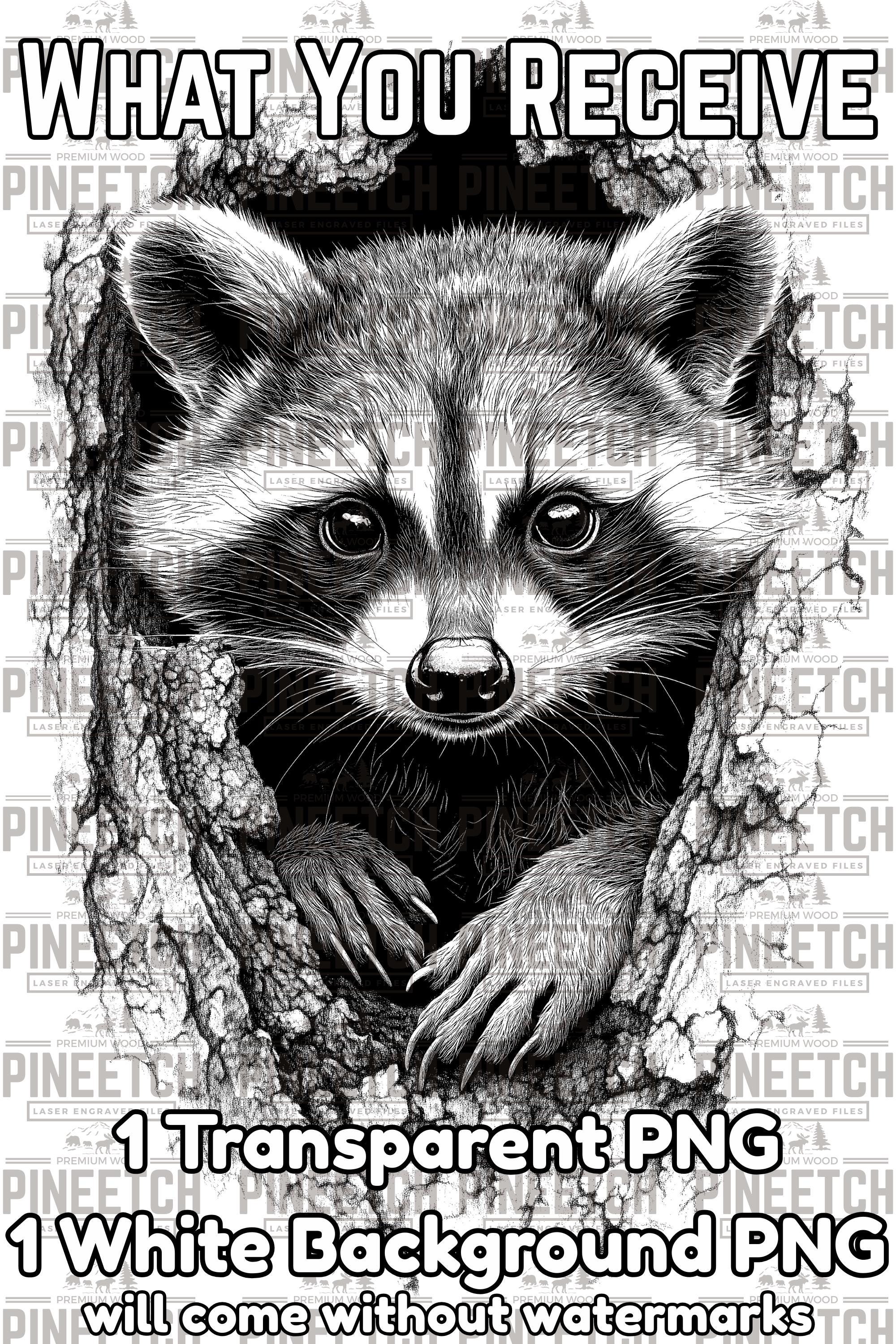 Raccoon Laser Engraving File - Ready to Engrave PNG - Trash Panda