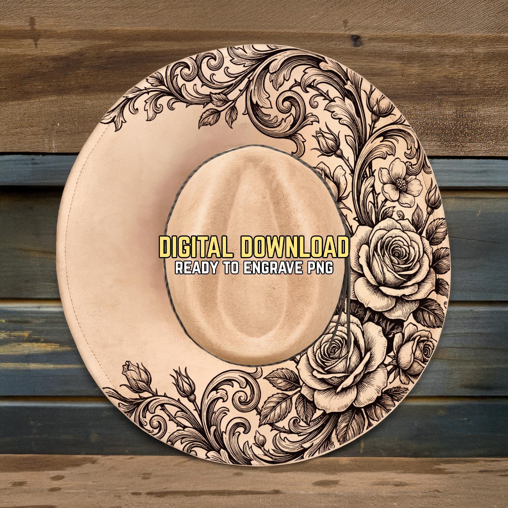 Rose Flower Print Western Cowboy Hat in Tan. Roses Cowboy Hat - Etsy main image 3
