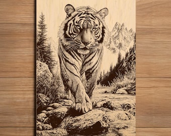 Tiger Laser Engraving File - Ready To Engrave PNG - Wildlife Animal Art - Nature Laser Burn File - Digital Download