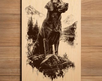 Labrador Laser Engraving File - Ready To Engrave PNG - Hunting Dog Lake Scene - Laser Burn File - Digital Download