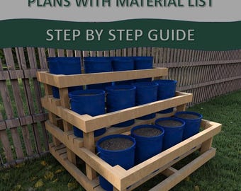5-Gallon Bucket Garden Stand Plans - Easy DIY Bucket Garden Stand Plans - DIY 9 Bucket Garden Stand Plans - Digital PDF Download