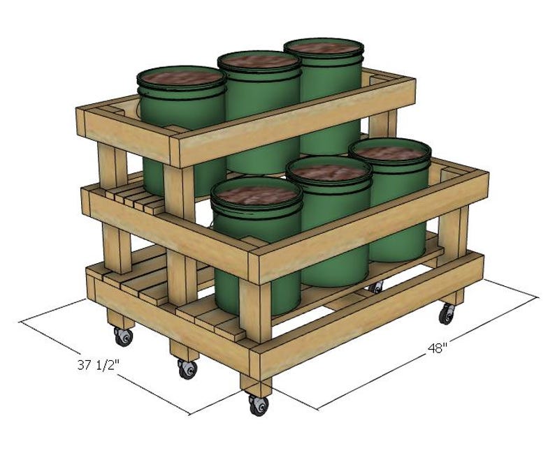 DIY 6-bucket Garden Stand Plans: Mobile Tiered Design 5-gallon (digital ...