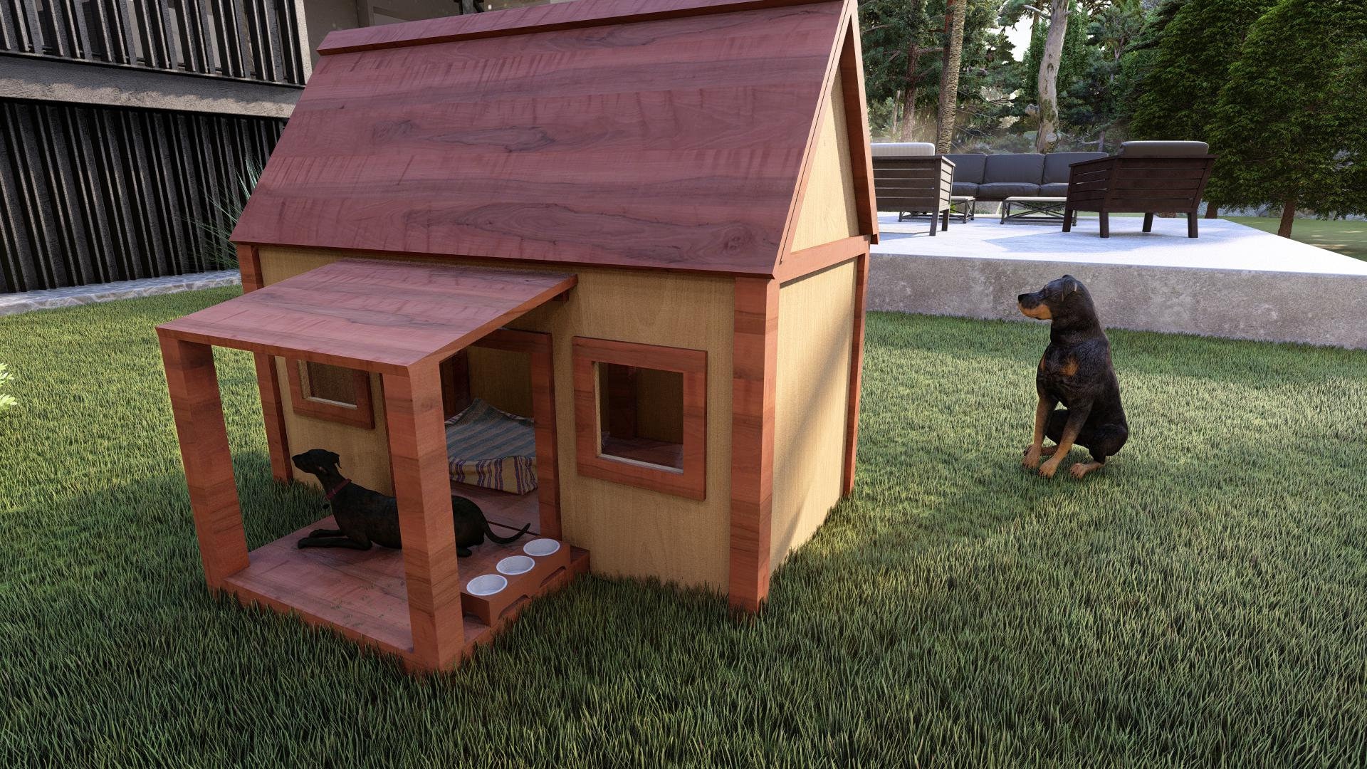 Dog House Plans With Porch - Dog House Plans - Etsy