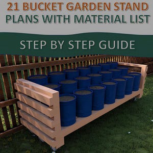 DIY 21 Bucket Tiered Garden Stand Plans (Digital PDF Download)