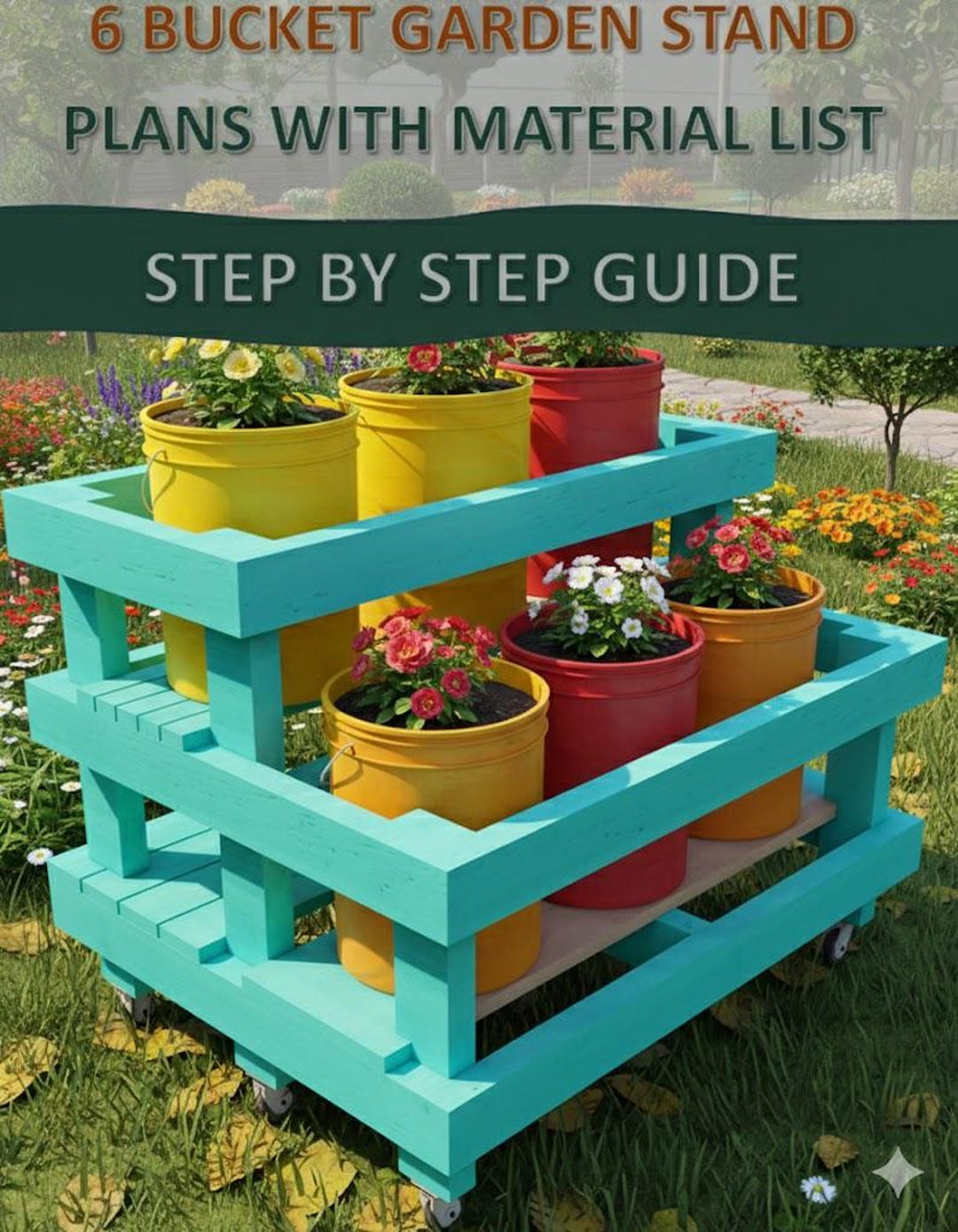 DIY 6-bucket Garden Stand Plans: Mobile Tiered Design 5-gallon (digital ...