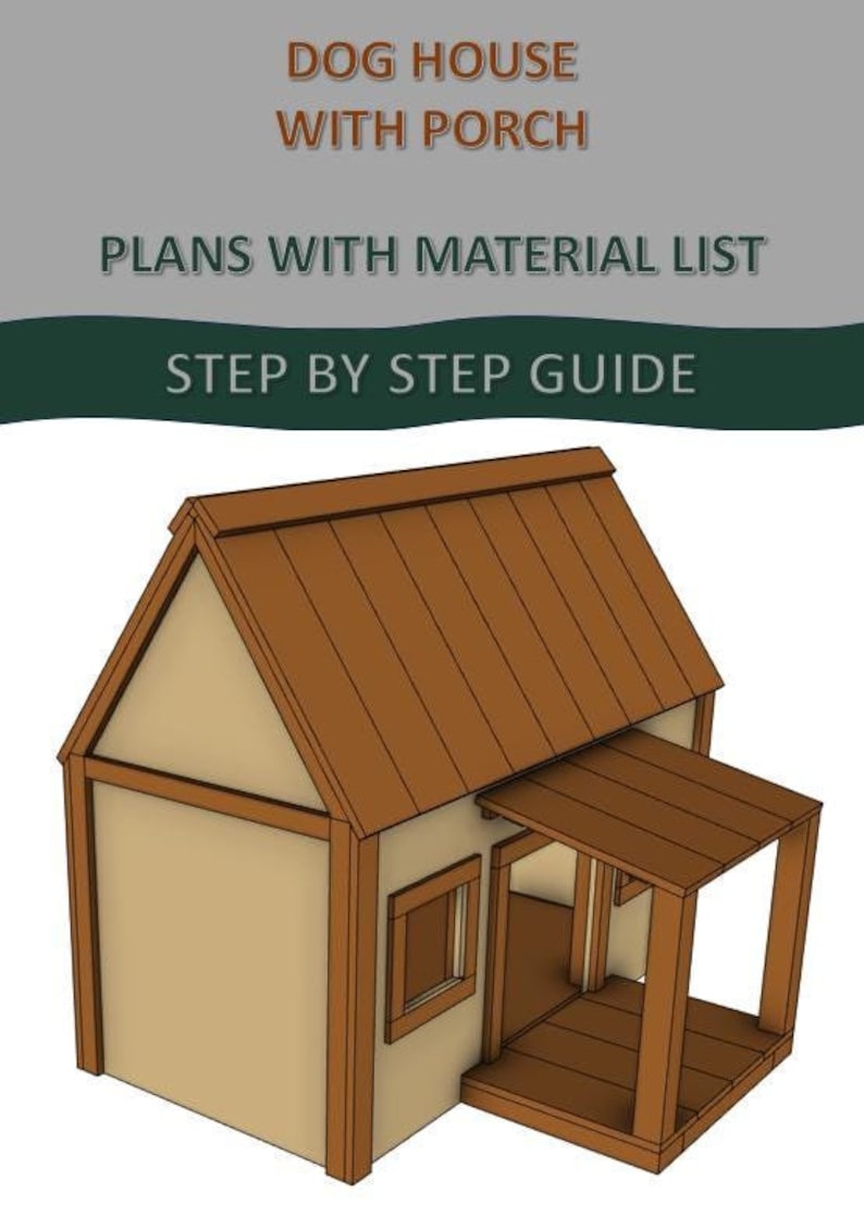 Dog House Plans With Porch - Dog House Plans - Etsy