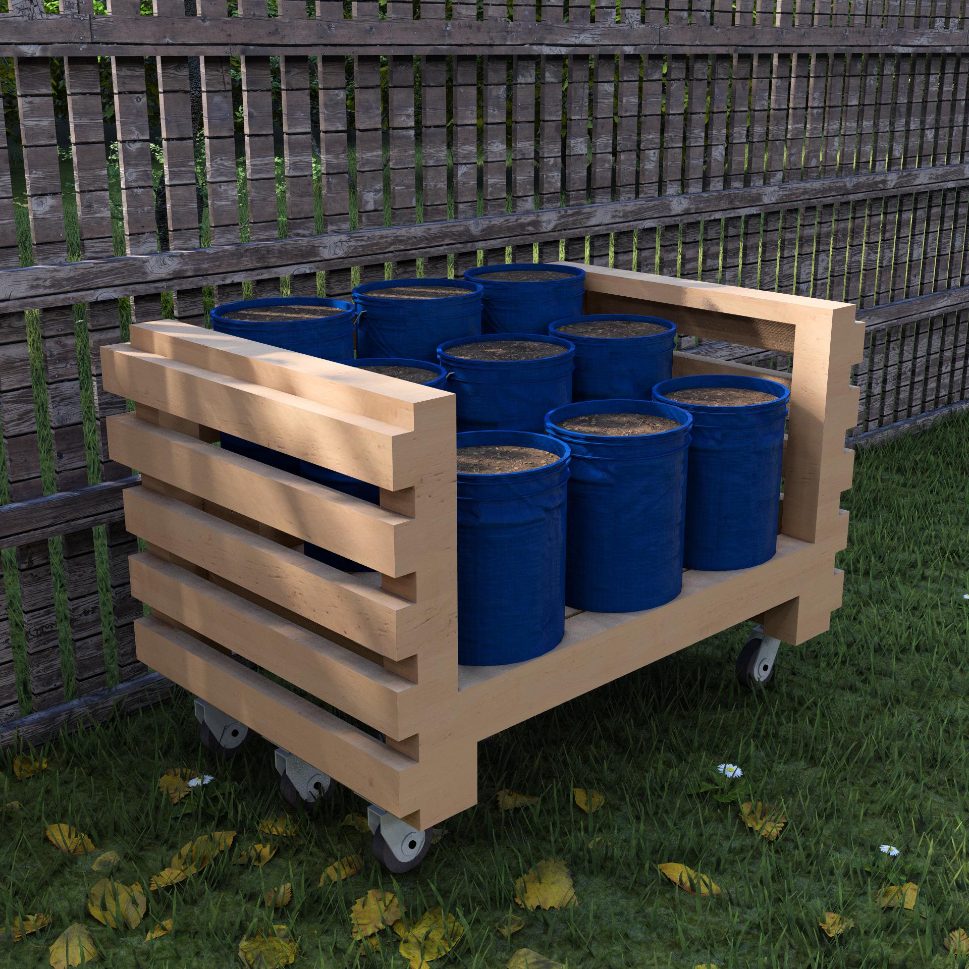 DIY 9-bucket Garden Stand Plans 5-gallon: Tiered Rolling Planter ...