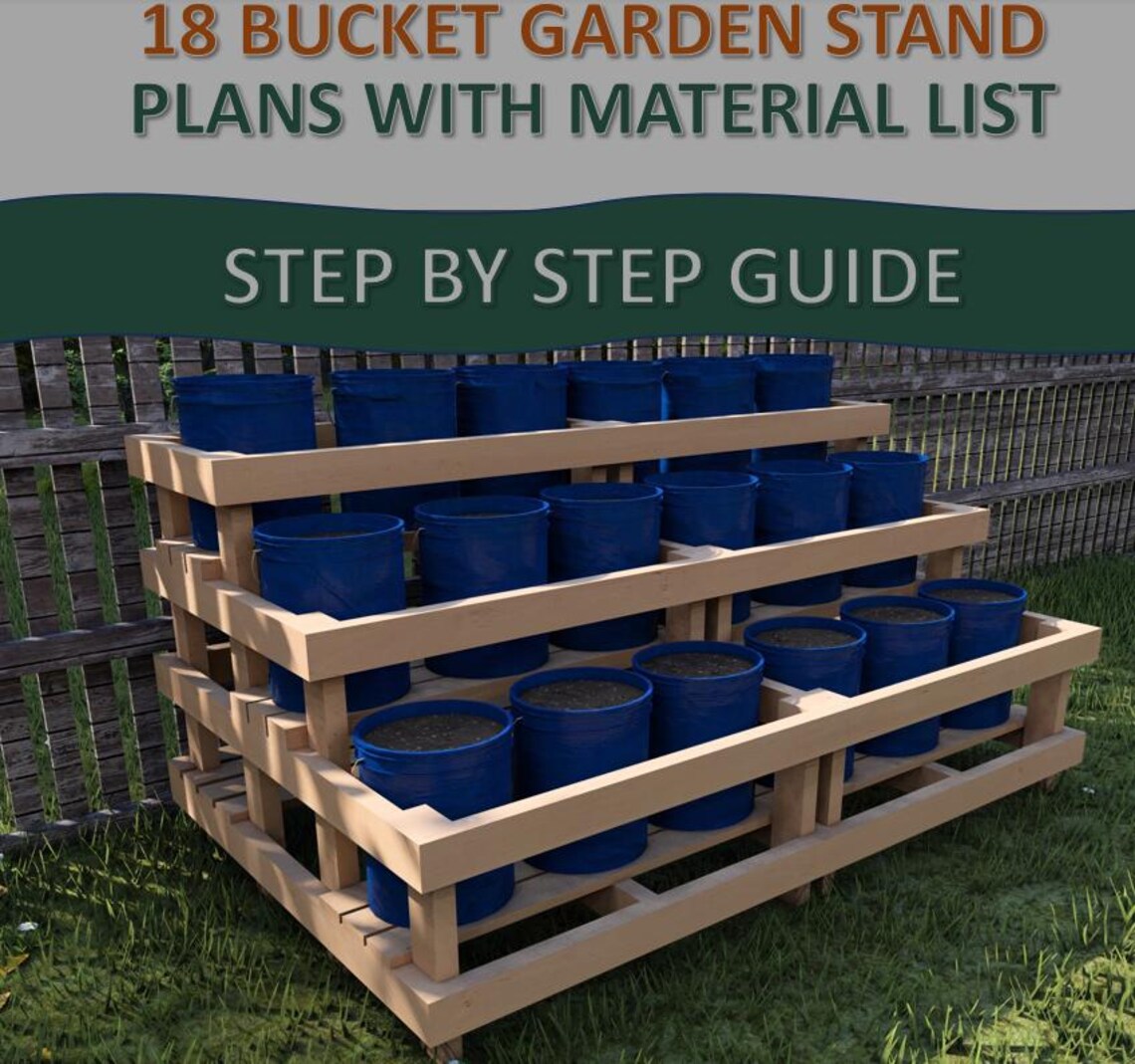 DIY 18 Bucket Tiered Garden Stand Plans 5-gallon (digital PDF Download ...