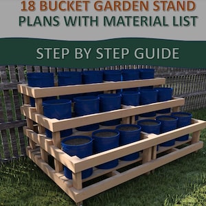 DIY 18 Bucket Tiered Garden Stand Plans (Digital PDF Download)